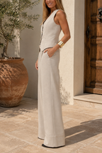 Completo da Donna con Gilet Scollo a V e Pantaloni a Vita Alta