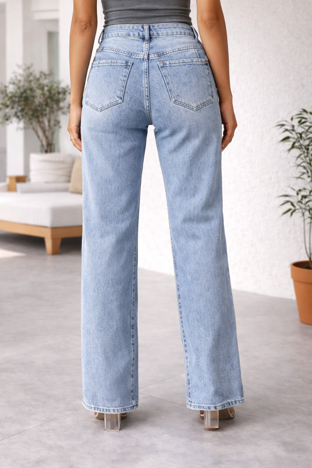 Vaqueros de mujer de talle alto y pierna ancha – Denim wide leg elegante y casual