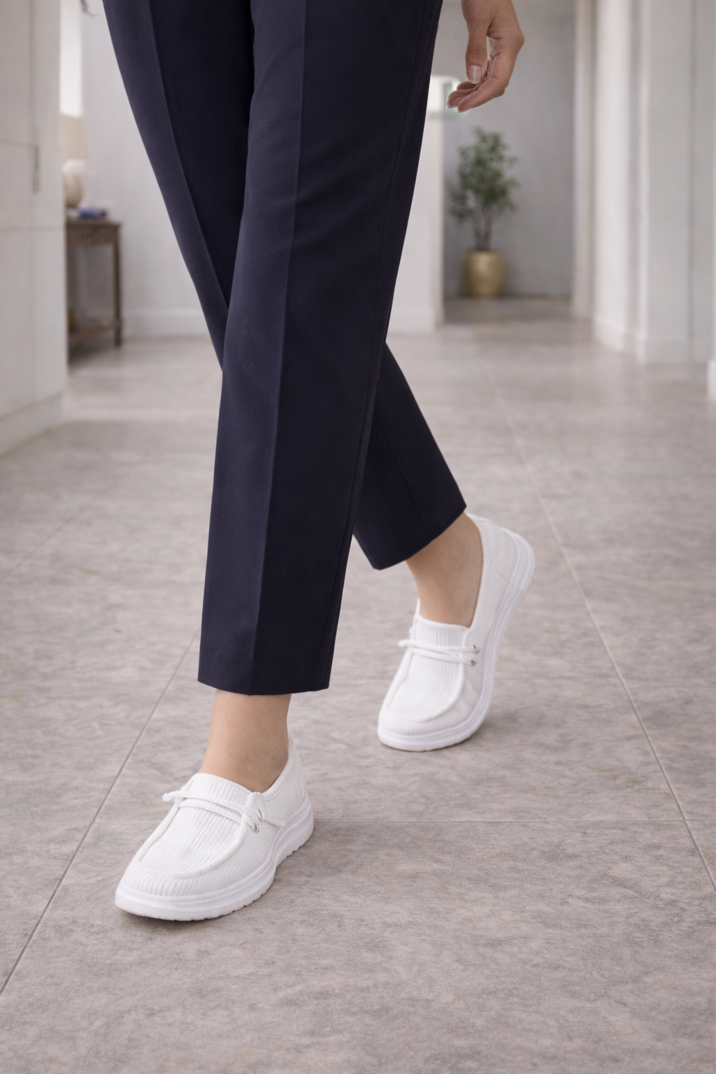 Mocassini Slip-On in Maglia da Donna con Fascia Decorativa