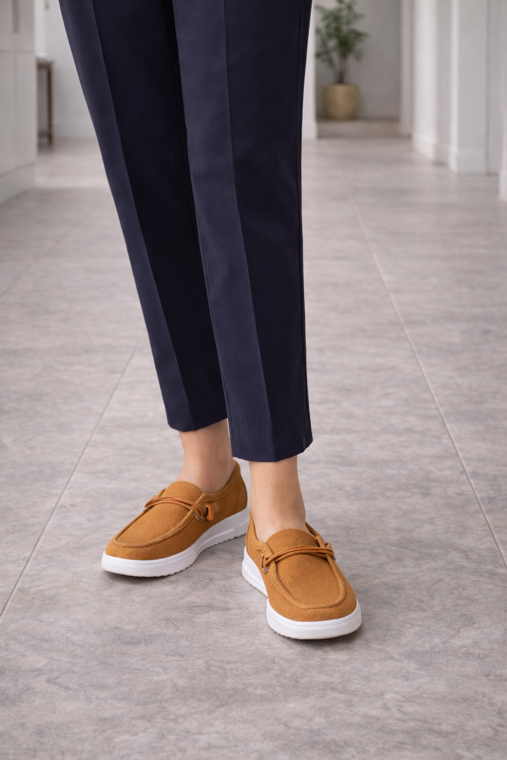 Mocassini Slip-On in Maglia da Donna con Fascia Decorativa