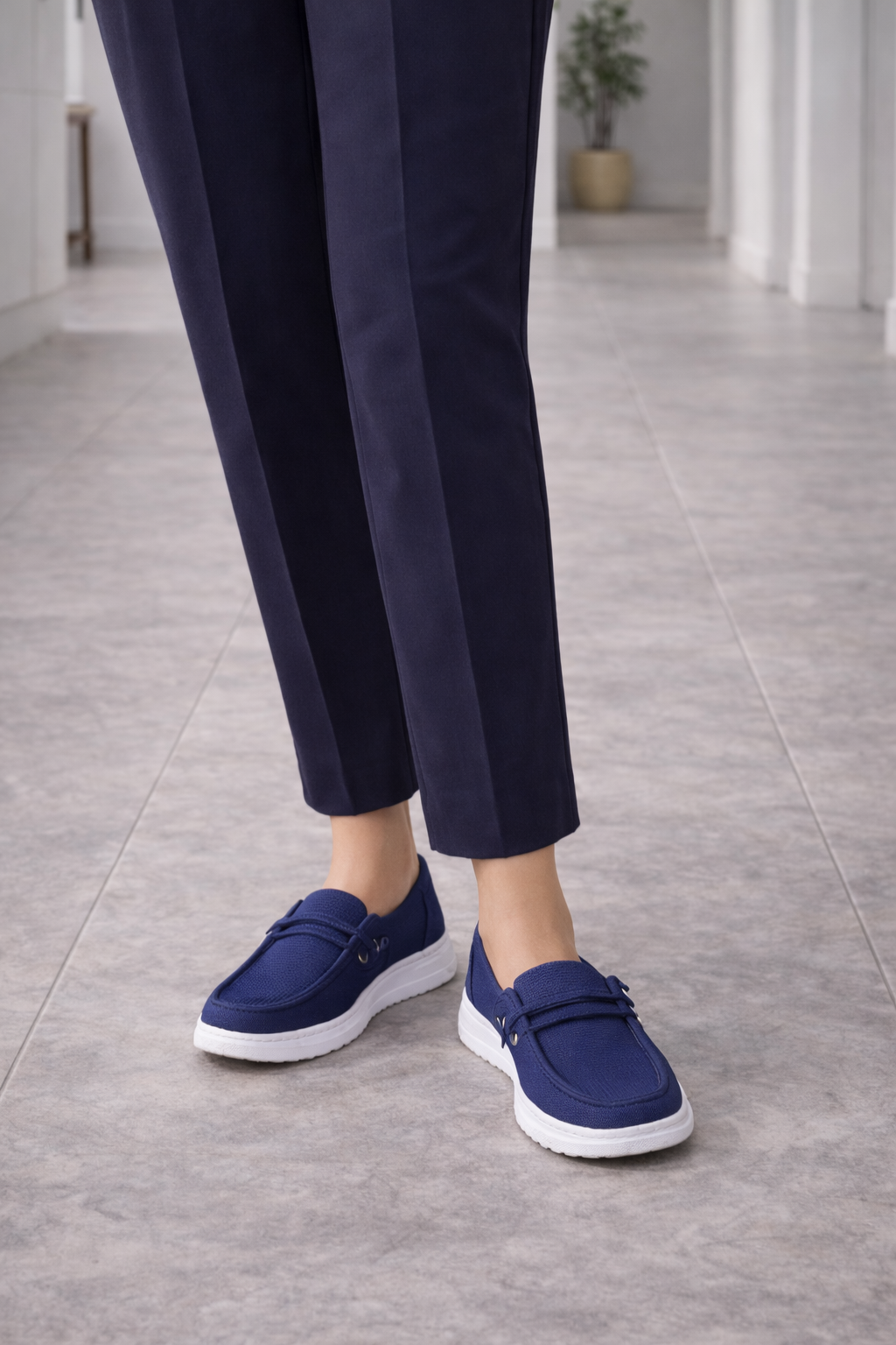 Mocassini Slip-On in Maglia da Donna con Fascia Decorativa