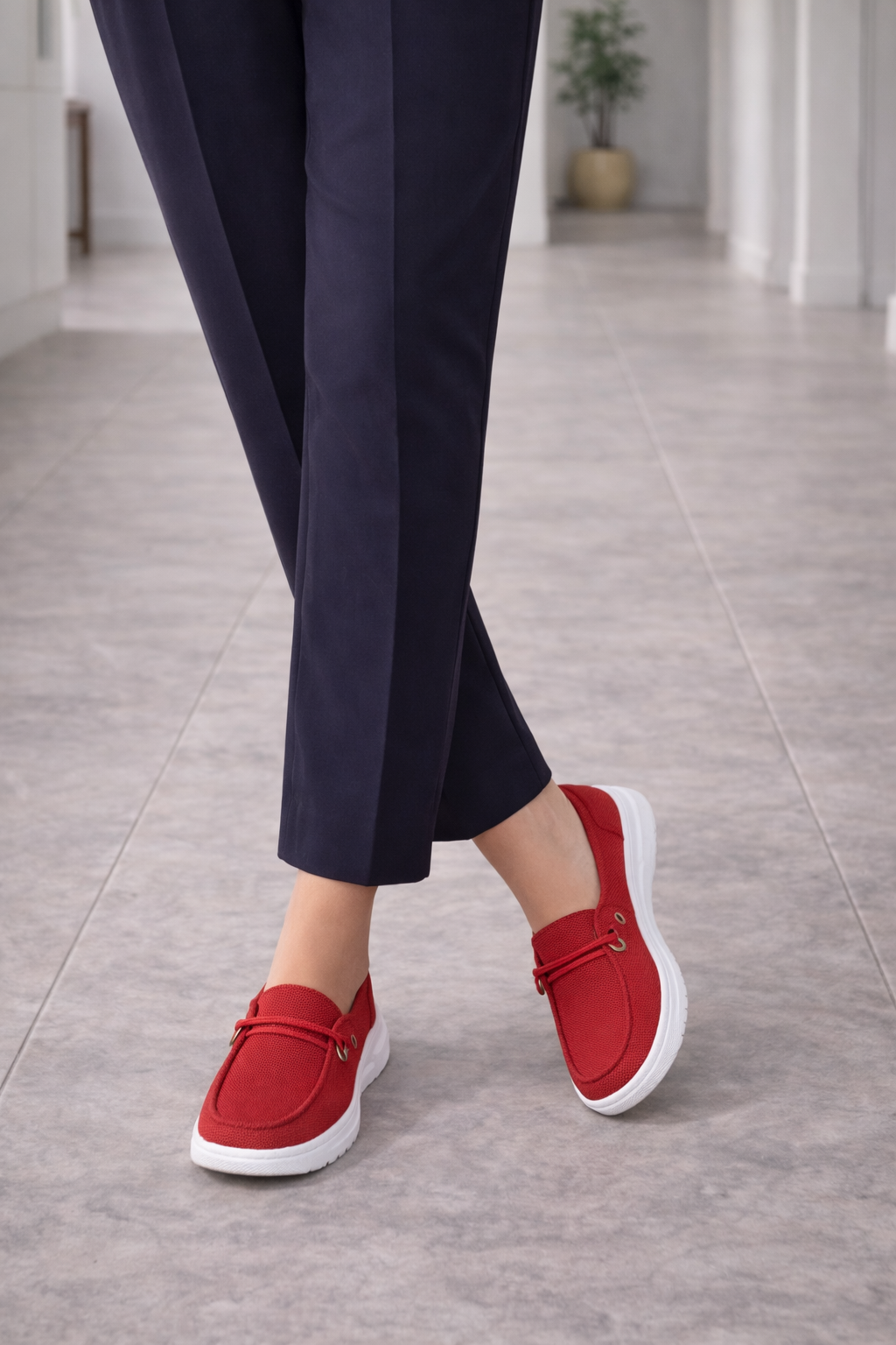 Mocassini Slip-On in Maglia da Donna con Fascia Decorativa