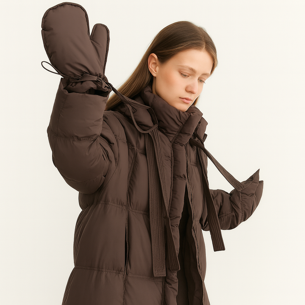 Piumino Lungo Donna con Cappuccio Rimovibile