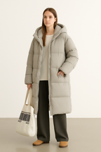 Piumino Lungo Donna Oversize con Cappuccio