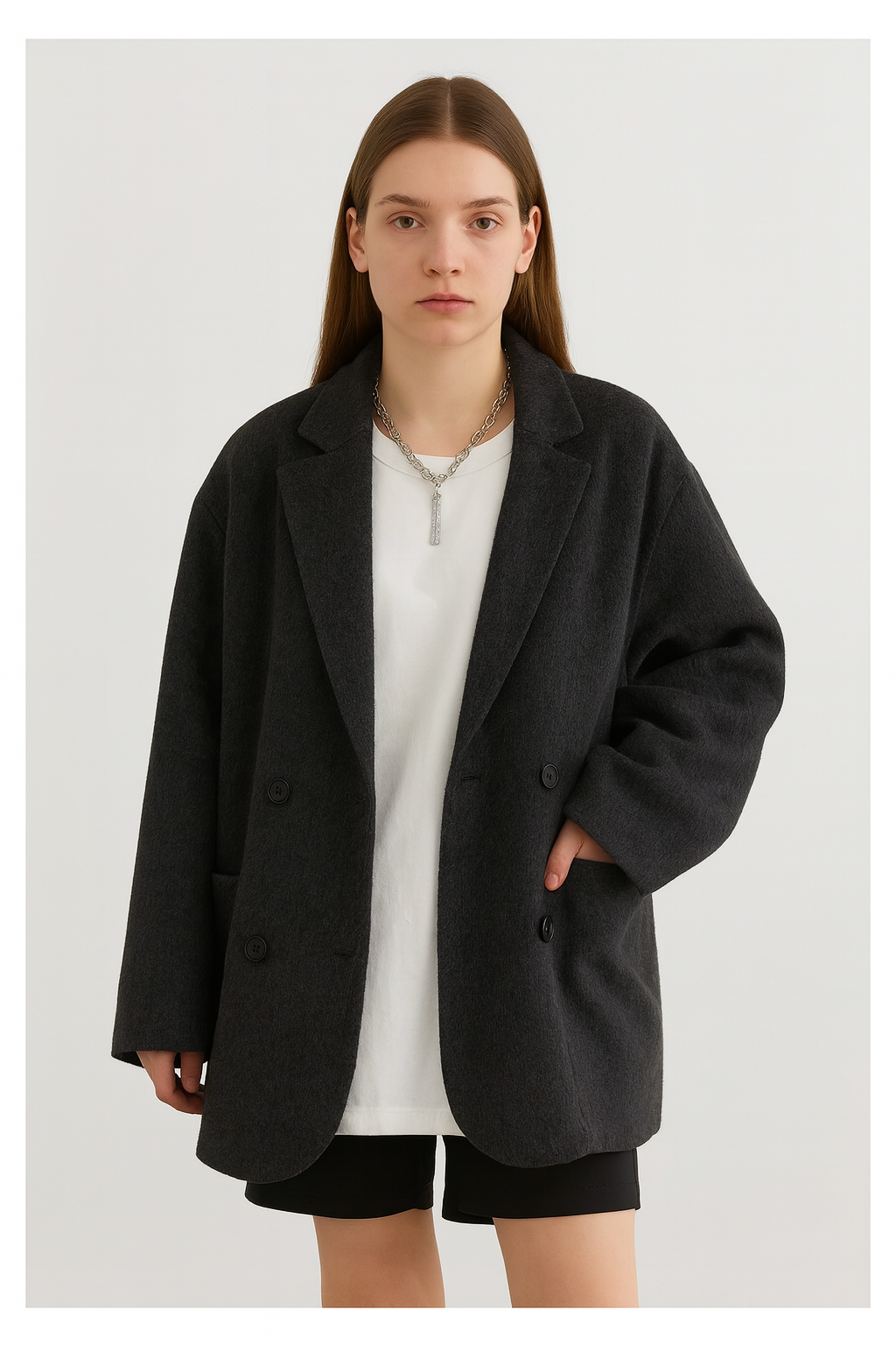 Naisten oversize-villasekoitetakki