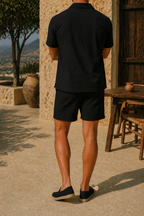 Completo in Lino da Uomo con Camicia a Maniche Corte e Shorts