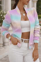 Bomber Leggero da Donna con Zip e Design Sfumato