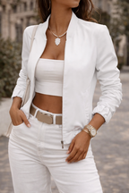 Bomber Leggero da Donna con Zip e Design Sfumato
