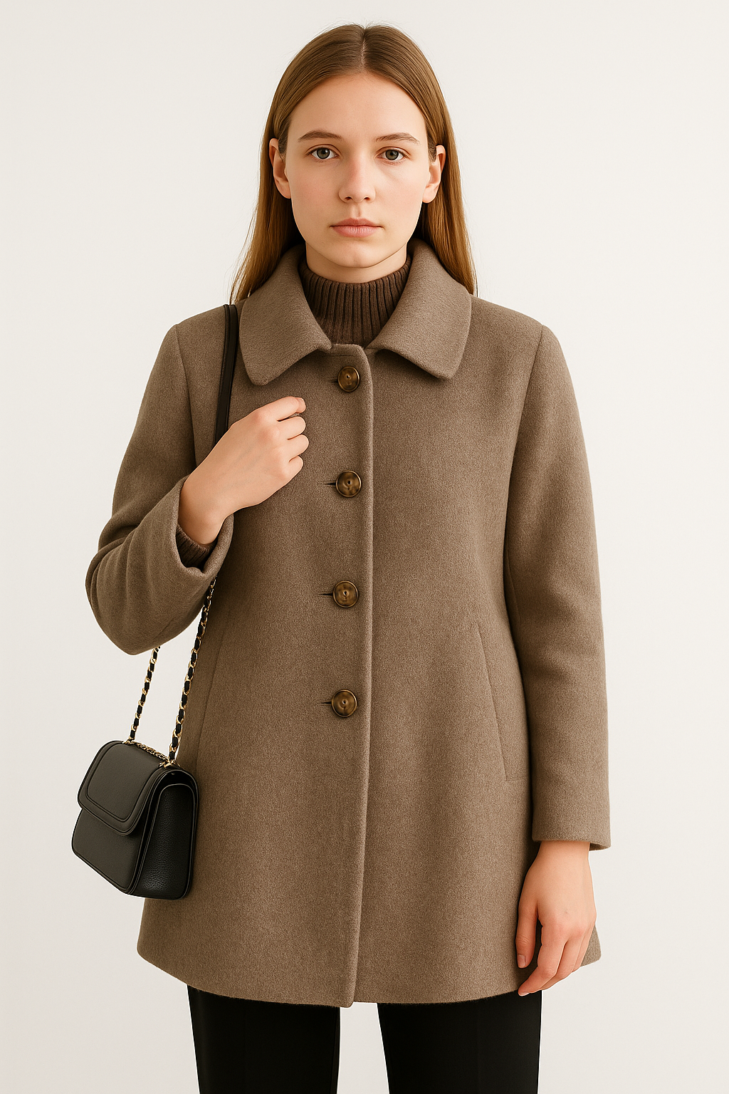 Cappotto Donna Slim Fit in Misto Lana con Colletto