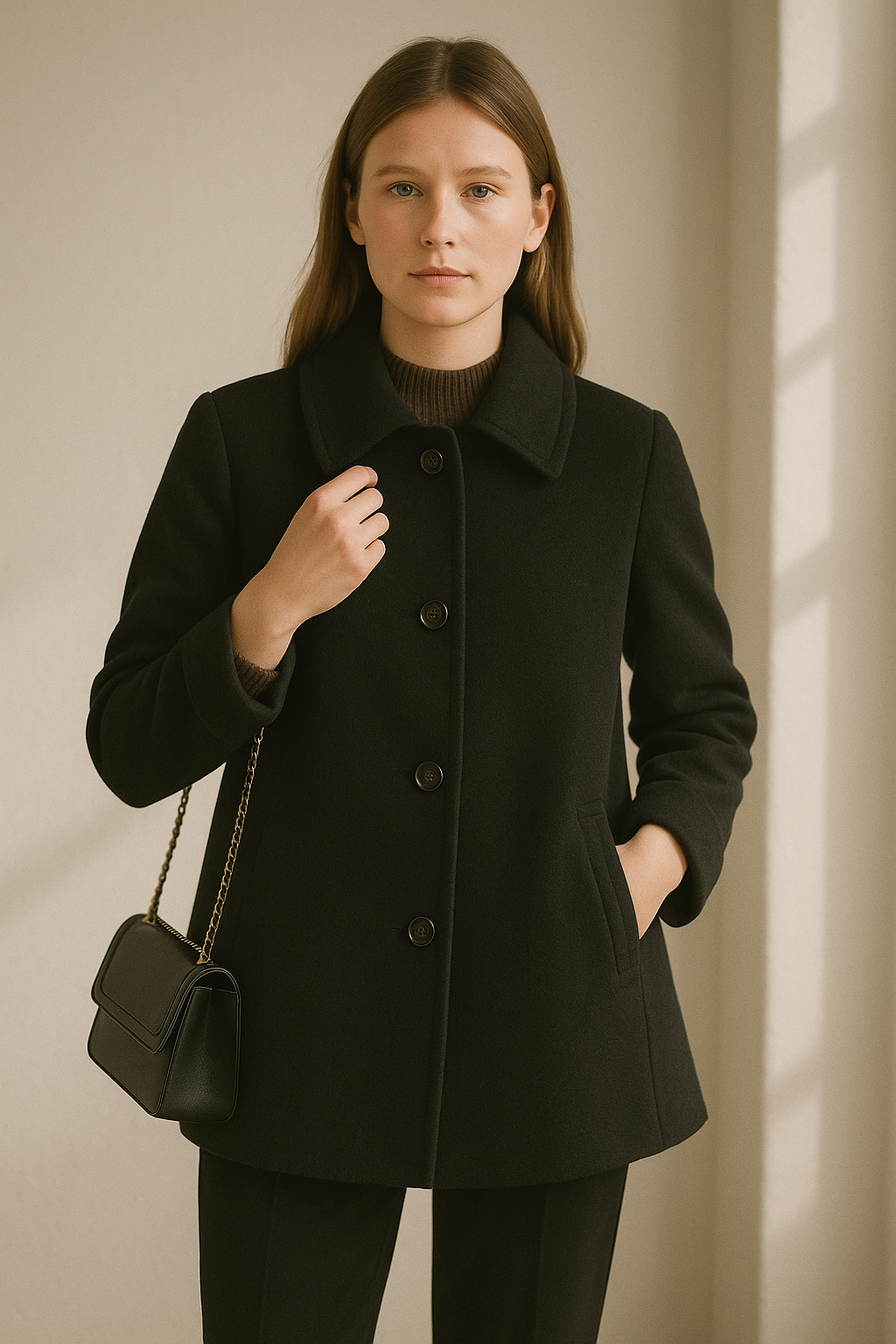 Cappotto Donna Slim Fit in Misto Lana con Colletto