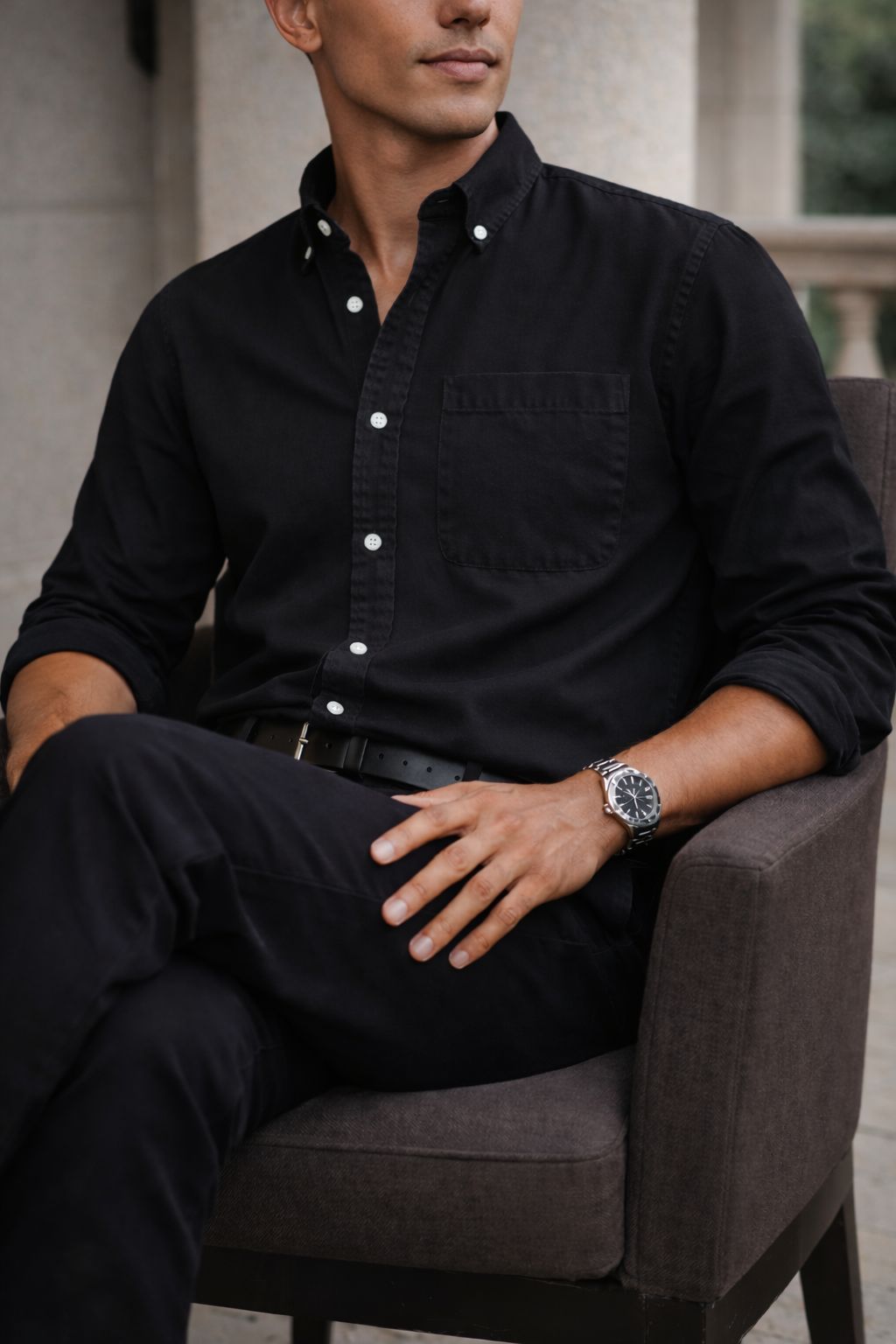 Camicia Casual da Uomo in Cotone con Bottoni
