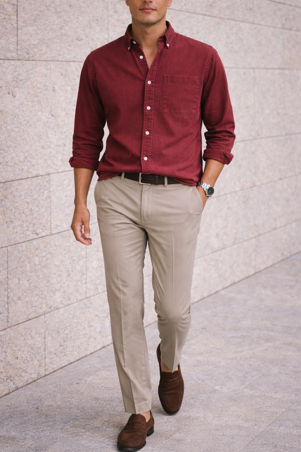Camicia Casual da Uomo in Cotone con Bottoni