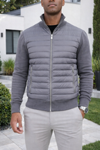 Chaqueta bomber acolchada para hombre con cremallera – Chaqueta ligera con mangas de punto