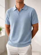 Polo da Uomo in Maglia Testurizzata con Colletto Classico