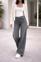 Jean femme taille haute et jambe large – Denim décontracté, élégant et confortable
