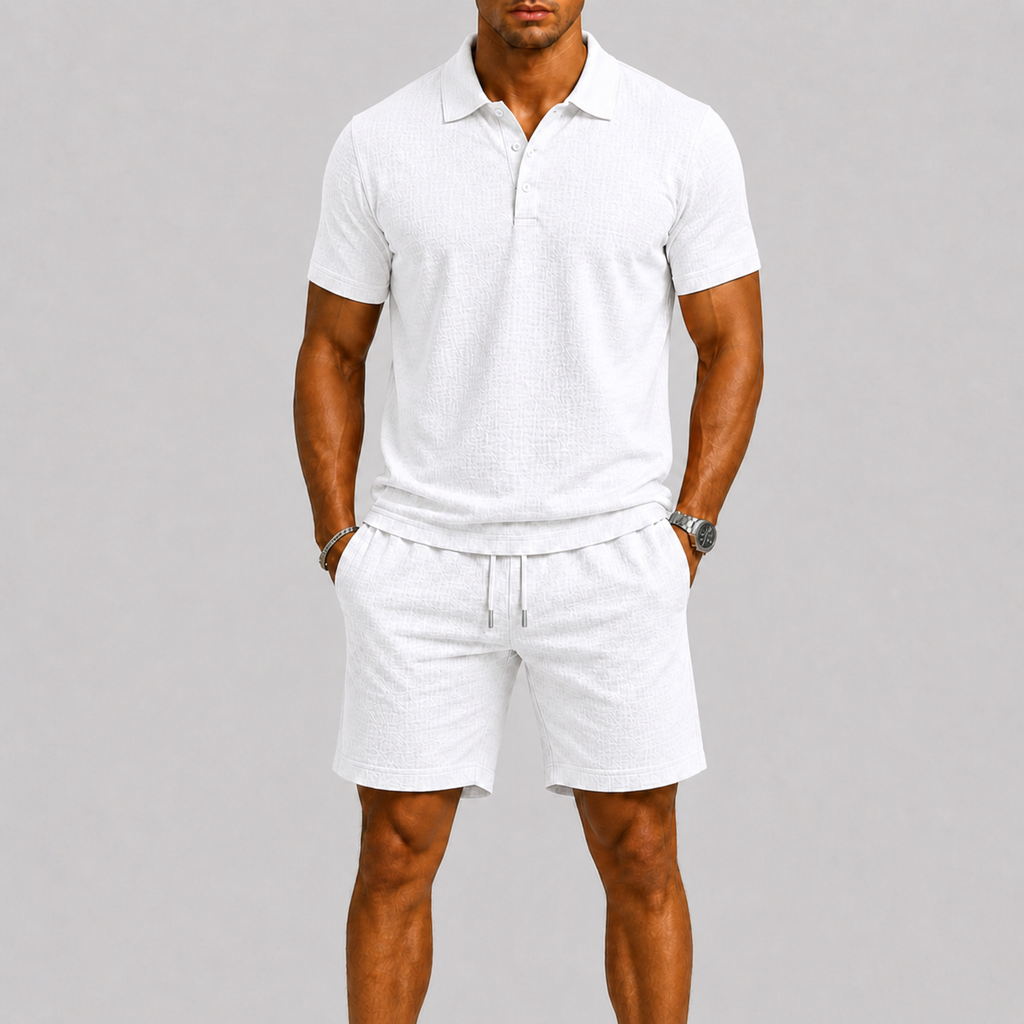 Herre Sommersæt | Jacquard Skjorte & Komfortable Shorts