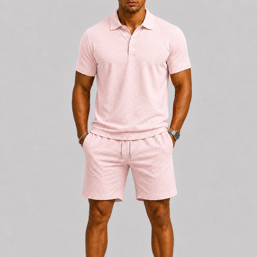 Herre Sommersæt | Jacquard Skjorte & Komfortable Shorts