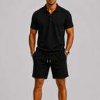 Herre Sommersæt | Jacquard Skjorte & Komfortable Shorts
