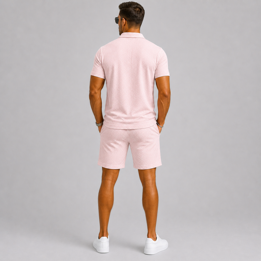 Herre Sommersæt | Jacquard Skjorte & Komfortable Shorts