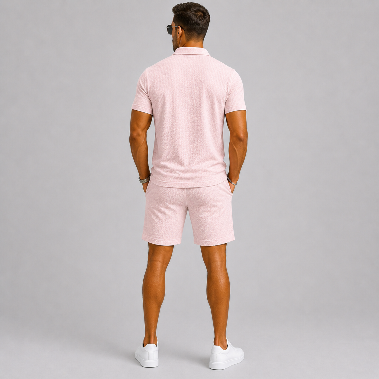Herre Sommersæt | Jacquard Skjorte & Komfortable Shorts