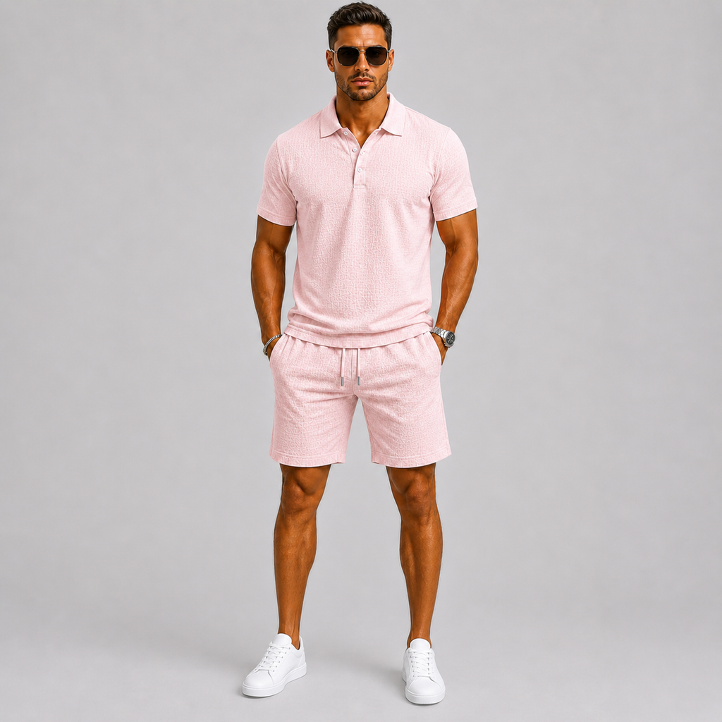 Herre Sommersæt | Jacquard Skjorte & Komfortable Shorts
