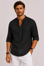 Camicia in Lino con Collo Coreano ANFINITE