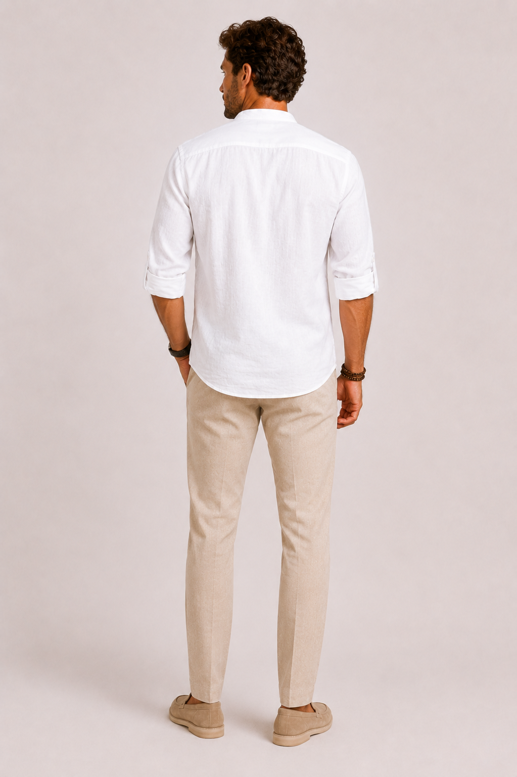 Camicia in Lino con Collo Coreano ANFINITE