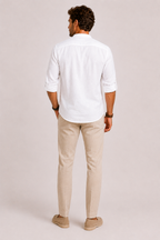 Camicia in Lino con Collo Coreano ANFINITE