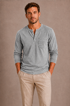 Camiseta Henley de manga larga para hombre