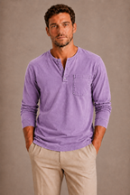 Camiseta Henley de manga larga para hombre
