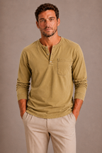 Camiseta Henley de manga larga para hombre