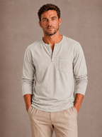 Camiseta Henley de manga larga para hombre
