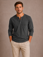 Camiseta Henley de manga larga para hombre