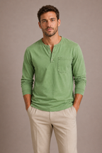 Camiseta Henley de manga larga para hombre