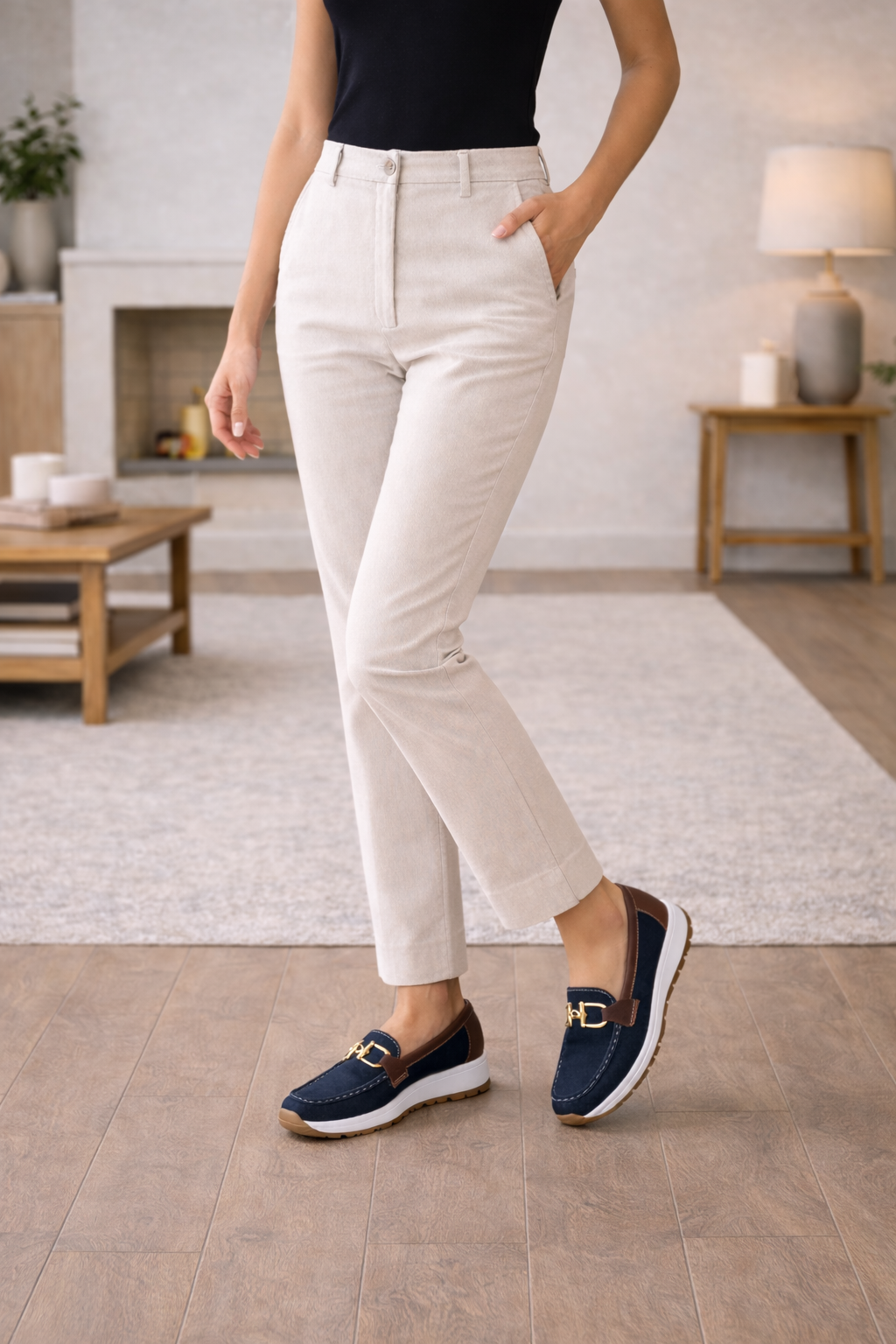 Mocassini Slip-On Effetto Camoscio con Morsetto Decorativo