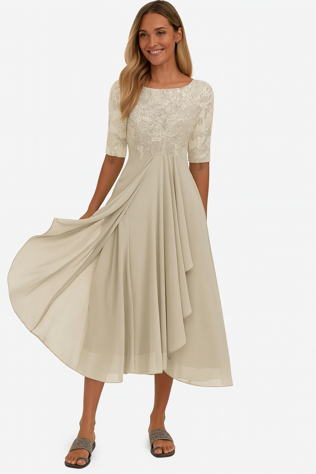 Robe midi d’été femme trapèze ANFINITE