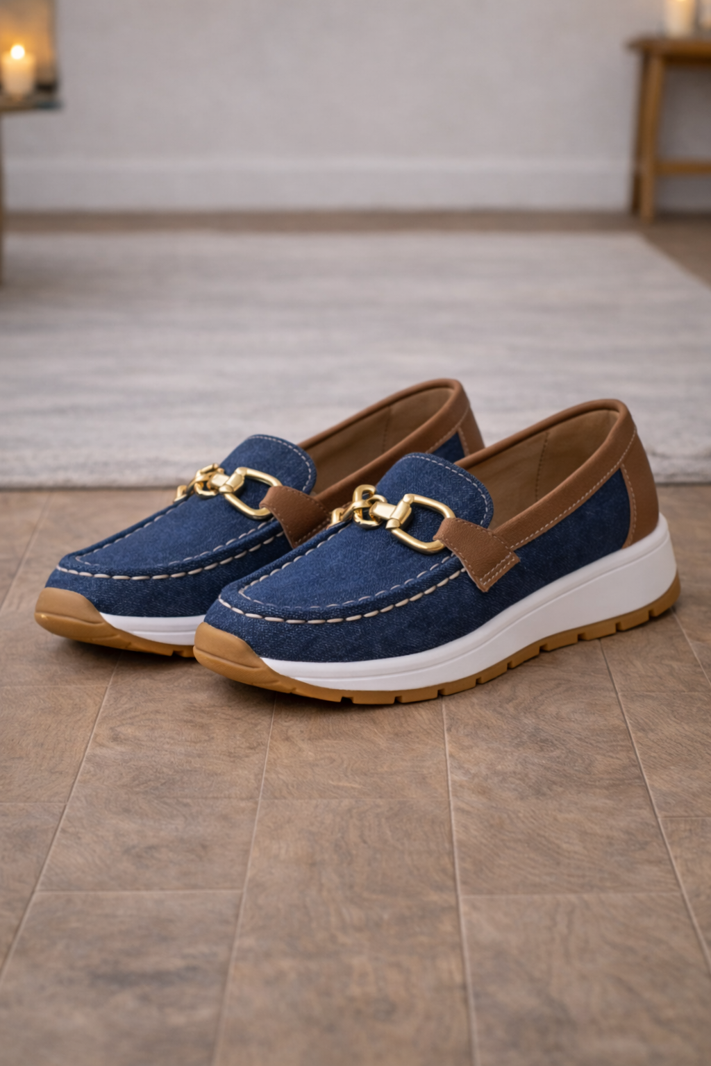 Mocassini Slip-On Effetto Camoscio con Morsetto Decorativo