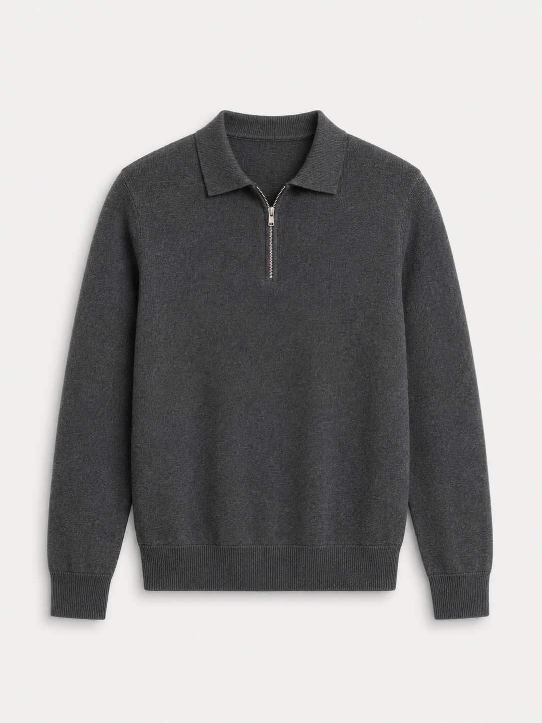 Pull homme en maille fine avec col polo et demi-zip - Élégant et confortable