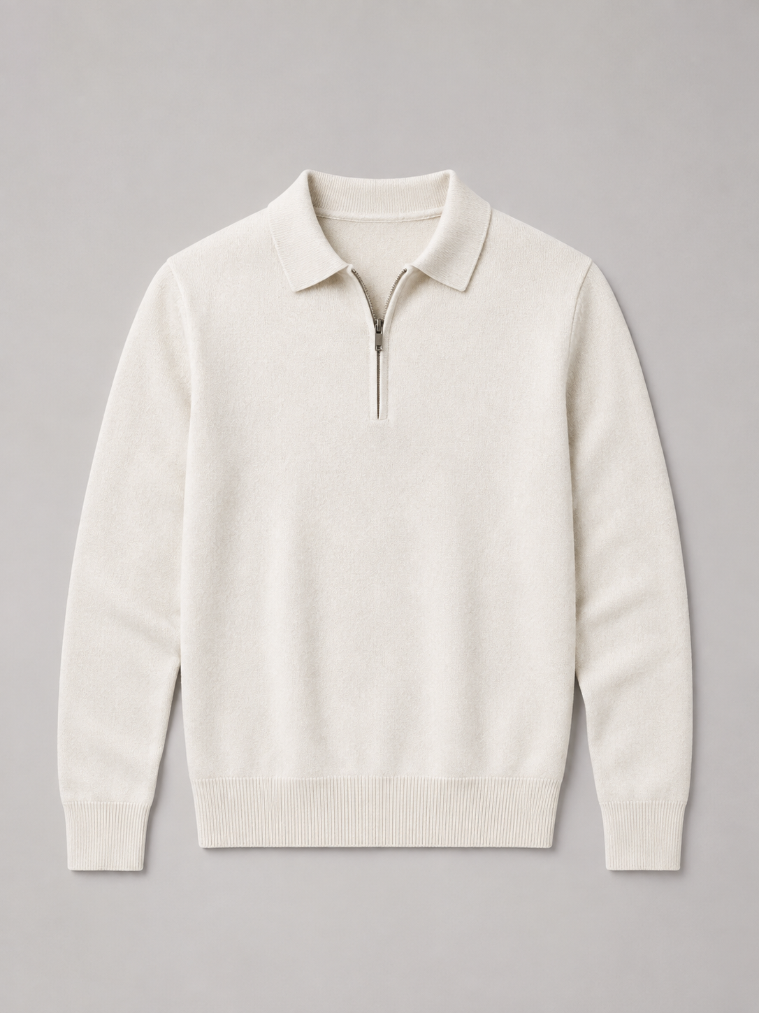 Pull homme en maille fine avec col polo et demi-zip - Élégant et confortable