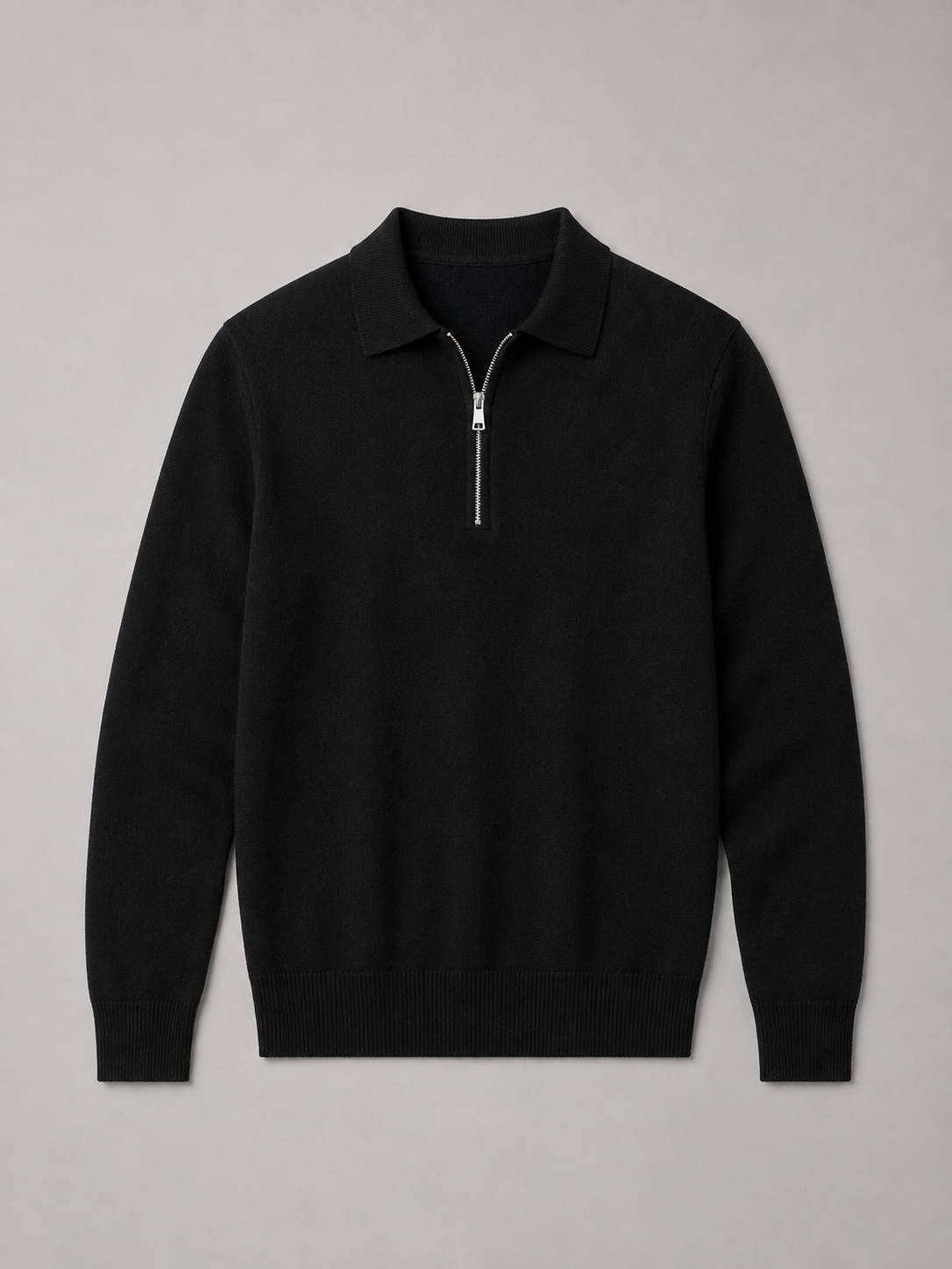 Pull homme en maille fine avec col polo et demi-zip - Élégant et confortable