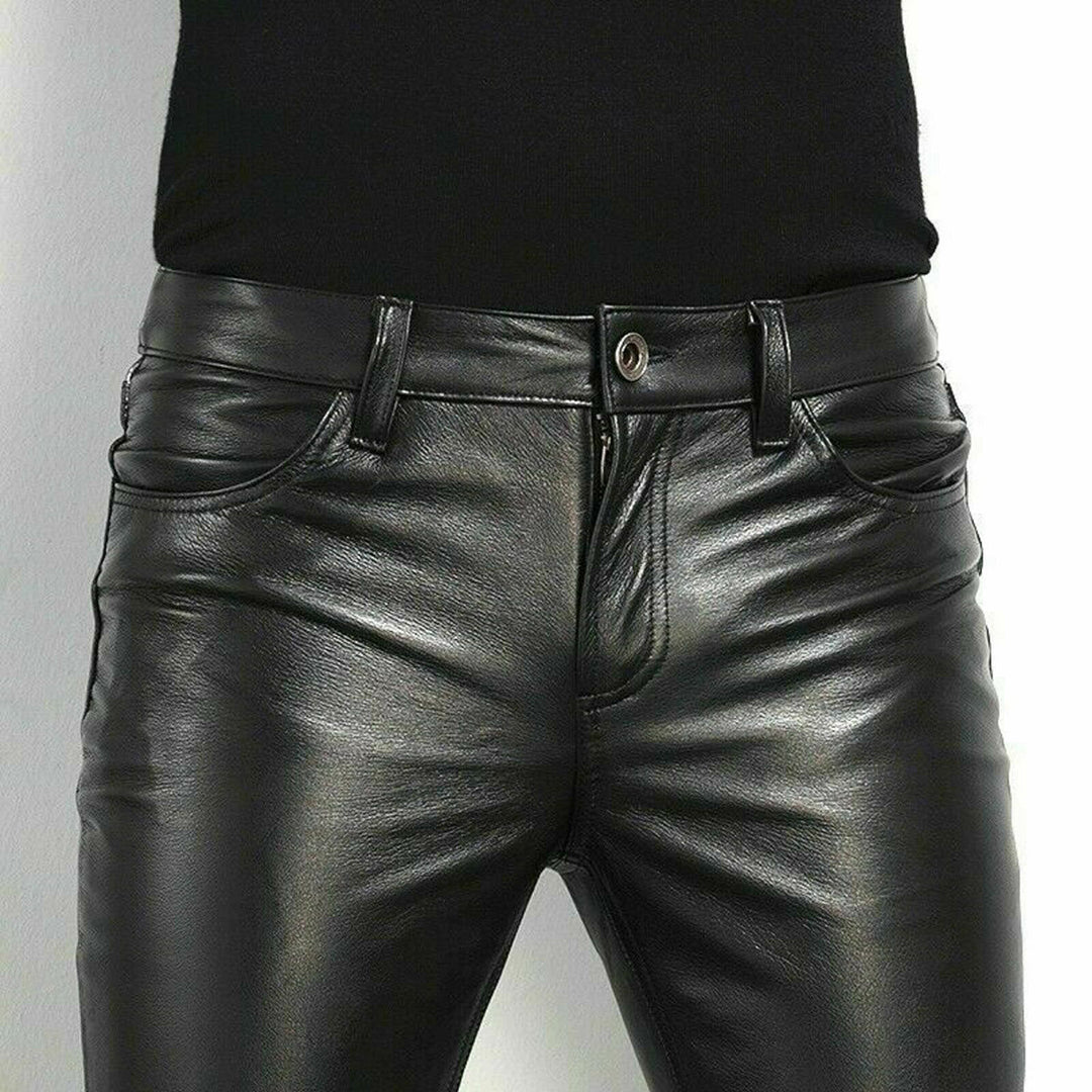 Pantalon homme slim en similicuir - Élégant et moderne, style streetwear