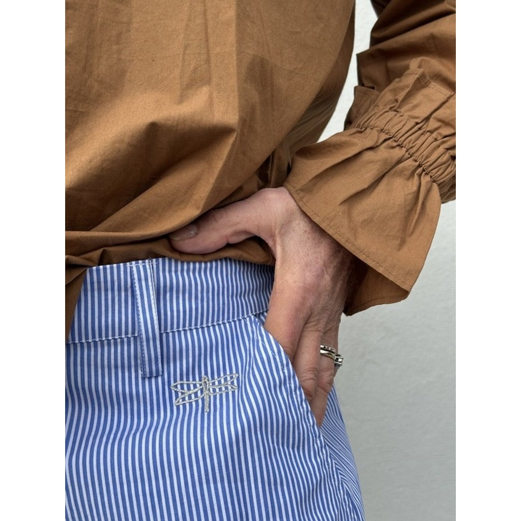 Pantaloni a Righe Silhouette Barrel Stile Moderno