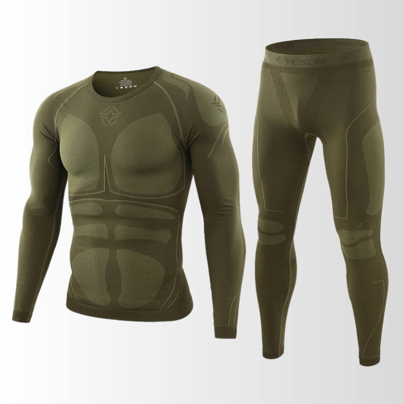 Completo Termico Uomo Due Pezzi – Maglia a Compressione e Leggings Traspiranti per Sport Invernali