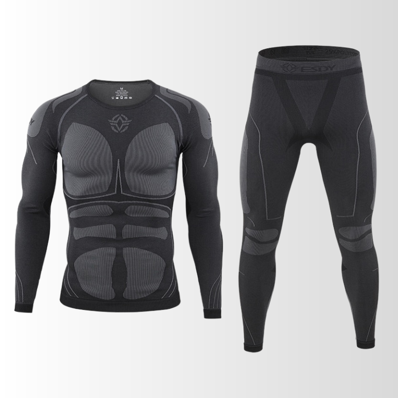 Completo Termico Uomo Due Pezzi – Maglia a Compressione e Leggings Traspiranti per Sport Invernali