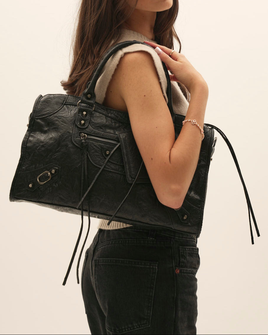 Sac fourre-tout pour femme en cuir avec fermeture éclair, compatible avec un ordinateur portable de 14"