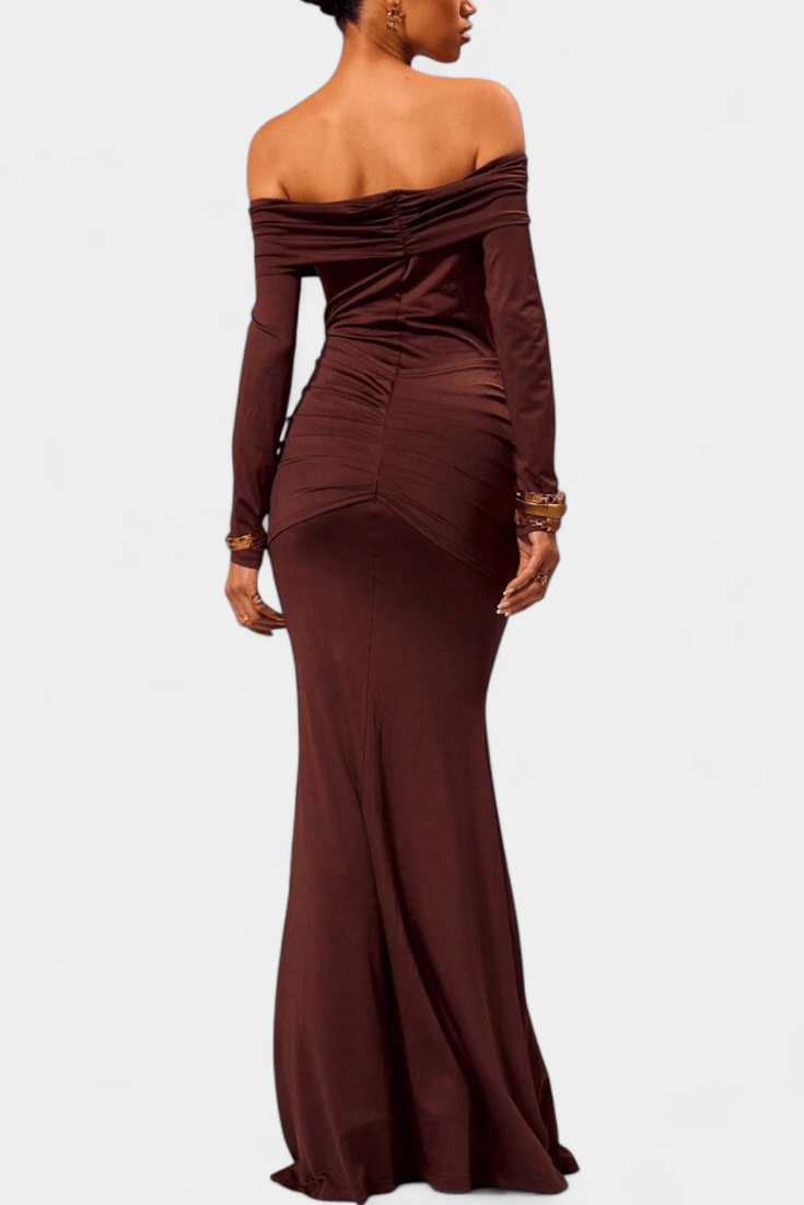 Maxi Abito Off-Shoulder Silhouette Sirena Eleganza