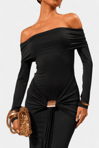 Maxi Abito Off-Shoulder Silhouette Sirena Eleganza