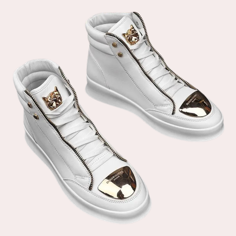 Sneakers Alte Uomo con Punta Metallizzata e Zip Laterale – Stile Streetwear Moderno