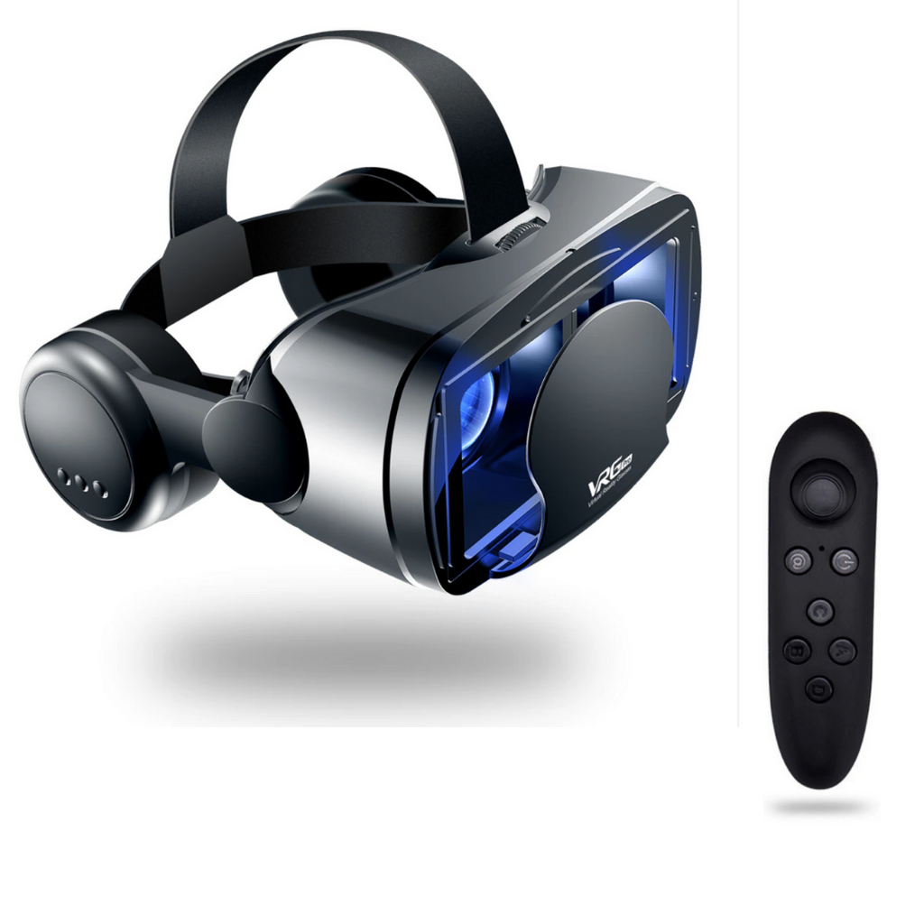 Cuffie VR intelligenti con auricolari integrati – Lenti regolabili, ampio campo visivo e compatibilità universale con telefoni | Esperienza immersiva in 3D per iPhone e Android