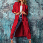 Cardigan long pour femme en maille - ouvert, doux et chaud en coton mélangé